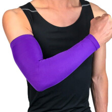 Basketball Shooter Sleeve Arm Guard With Silicone AntiSlip Strip, Breathable UV Protection, Polyester, Purple, Size M