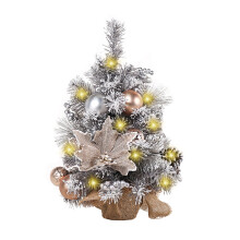 Pre-Lit Mini Christmas Tree, Natural Snow Flocked Xmas Tree, Tabletop Christmas Decor with Realistic Snow Effect and 10 Led Lights, for Home Office Li