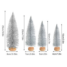 Festive Mini Pine Trees, Portable and Stable Frosted Sisal Xmas Trees for DIY Craft Decor, Realistic Appearance Christmas Village Decor (In Pink, Incl