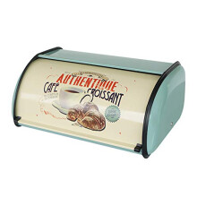 Bread Box Vintage Stainless Steel Metal Extra Large Kitchen Countertop Storage Bin with Roll Rustic Farmhouse Blue
