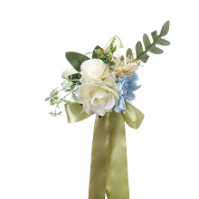 Elegant Silk Cloth Bridesmaid Bouquet Set, Real-Looking Artificial Flowers for Rustic Wedding Decor and Multifunctional Floral Decor in White, Blue, C
