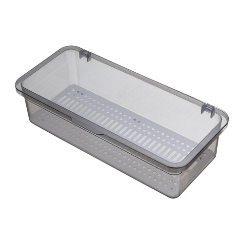 Silverware Organizer With Lid, Transparent Flatware Tray For Drawer, Cutlery Drawer Organizer, Flatware Storage Box