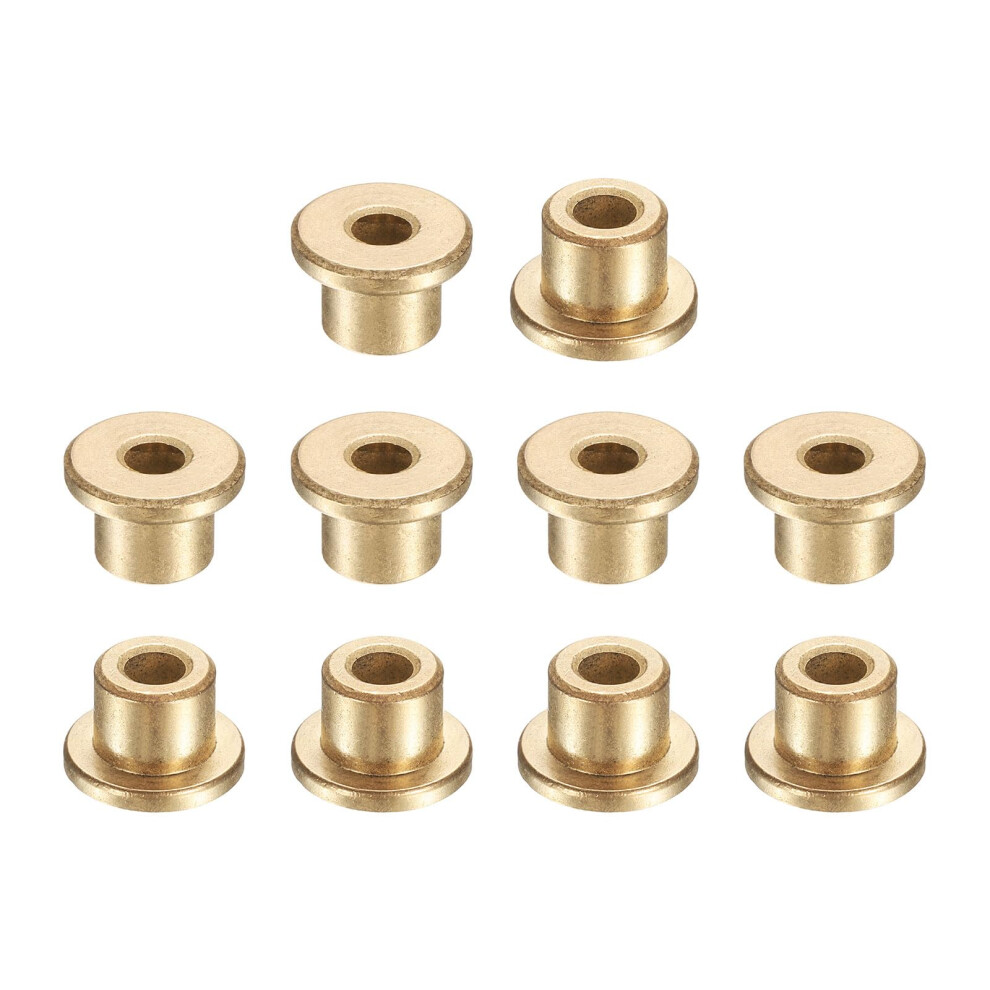 Flange Sleeve Bearings 10 Pcs, 4Mm Bore X 8Mm Od X 8Mm Length, Selflubricating Sintered Bushings Bronze 9001264537005