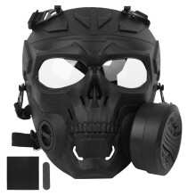 Paintball ansiktsmask med mjuk panna, näsa och kindkudde, dubbla monteringsalternativ och mångsidig användning i filmrekvisita, motorcykel och