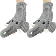 3D Cartoon Tier Elefant Strickschal Handschuhe