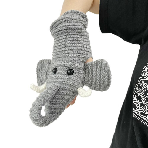 3D Cartoon Tier Elefant Strickschal Handschuhe 1