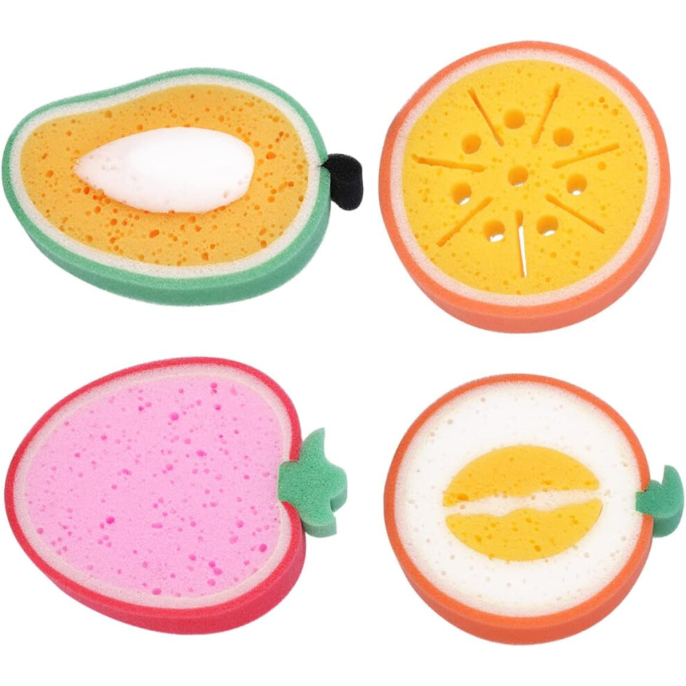 Mascot Pack Of 4 Bath Sponges Foaming Bath Sponge Cute Fruit Shape Kids