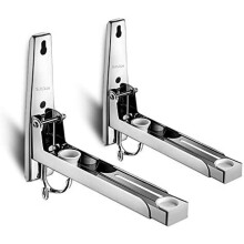 Estante para horno microondas con ganchos, resistente, de acero inoxidable, para montaje en pared, ajustable y plegable para almacenamiento en la