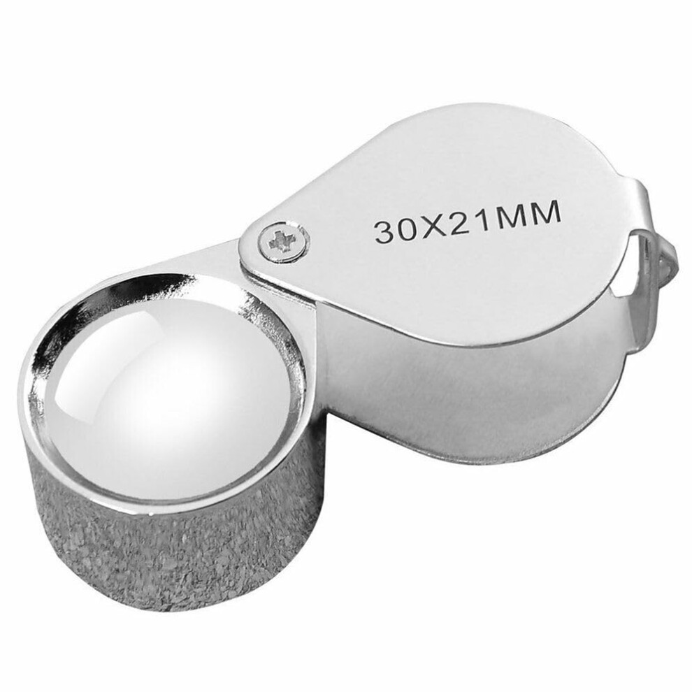 Silver/Gold Eye Loupe Pocket Magnifier 21Mm Lens 30X Magnification For Jewelry Diamonds