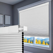 No Drill Cordless Cellular Blinds Blackout Honeycomb Shade White 77 W X 120 H Easy Fit Pleated Shades For Bedroom Office