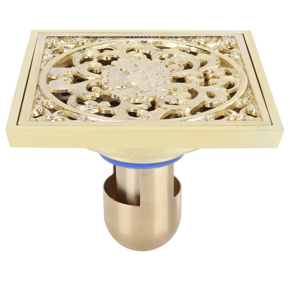 Floor Drain, 10X10cm Size In Gold Copper, Copper Material Offers Durability & Style, Anti-Clogging Mechanism & Fine Polishing For Safe & Smooth Operat 9466005039543