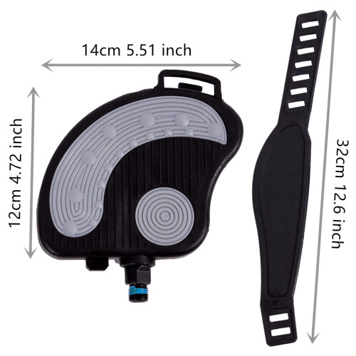 Pedais de bicicleta com correias ajustáveis, material de alta qualidade, superfície côncava para ciclismo indoor, eixo de 9/16 polegadas, 2