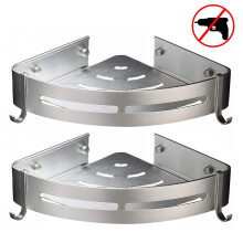 Rostfreier Eckduschkorb aus Aluminium, verstellbare Aufbewahrungslösung für Bad und Küche, Tragkraft bis zu 22,7 kg