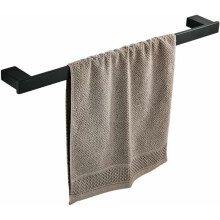 Stevige handdoekstang voor de badkamer, eenvoudig te installeren, roestvrij staal SUS304, matzwarte afwerking, vierkante voet, stijlvol ontwerp,
