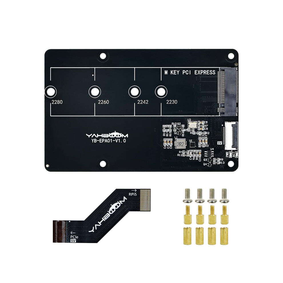 M.2 Nvme To Pcie Adapter M.2 Hat+ For Pi5 Supports 2230/2242/2260/2280 Nvme Ssd, Pi5 Heatsink 9323874584218