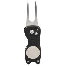 Golf divot reparatietool van aluminiumlegering met magnetische pop-upknop, lichtgewicht en duurzaam, opvouwbaar, multifunctioneel gereedschap voor