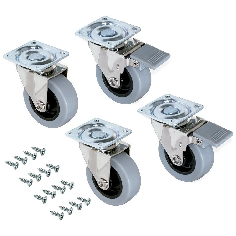 Industrial Casters With Non-Marking Wheels, High Load Capacity And Lockable Caster With Brakes For Seamless 360 Degree Swivel, Set Of 4 Zinc-Plated St 9454554068930