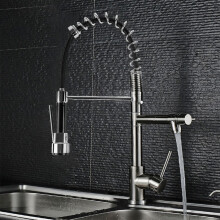 Torneira de cozinha monocomando de arco alto com acabamento em níquel escovado que traz elegância e funcionalidade ao seu santuário culinário.