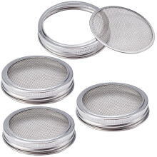 Sprouting Jar Lids 86mm Wide Mouth Kit Stainless Steel Mesh Lid For Jars 4 Sets Pack Compatible With Canning Jars