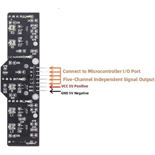 5 Channel Line Tracking Sensor Module IR Sensor Digital Signal Output Adjustable Response For Robotic Line Following 2