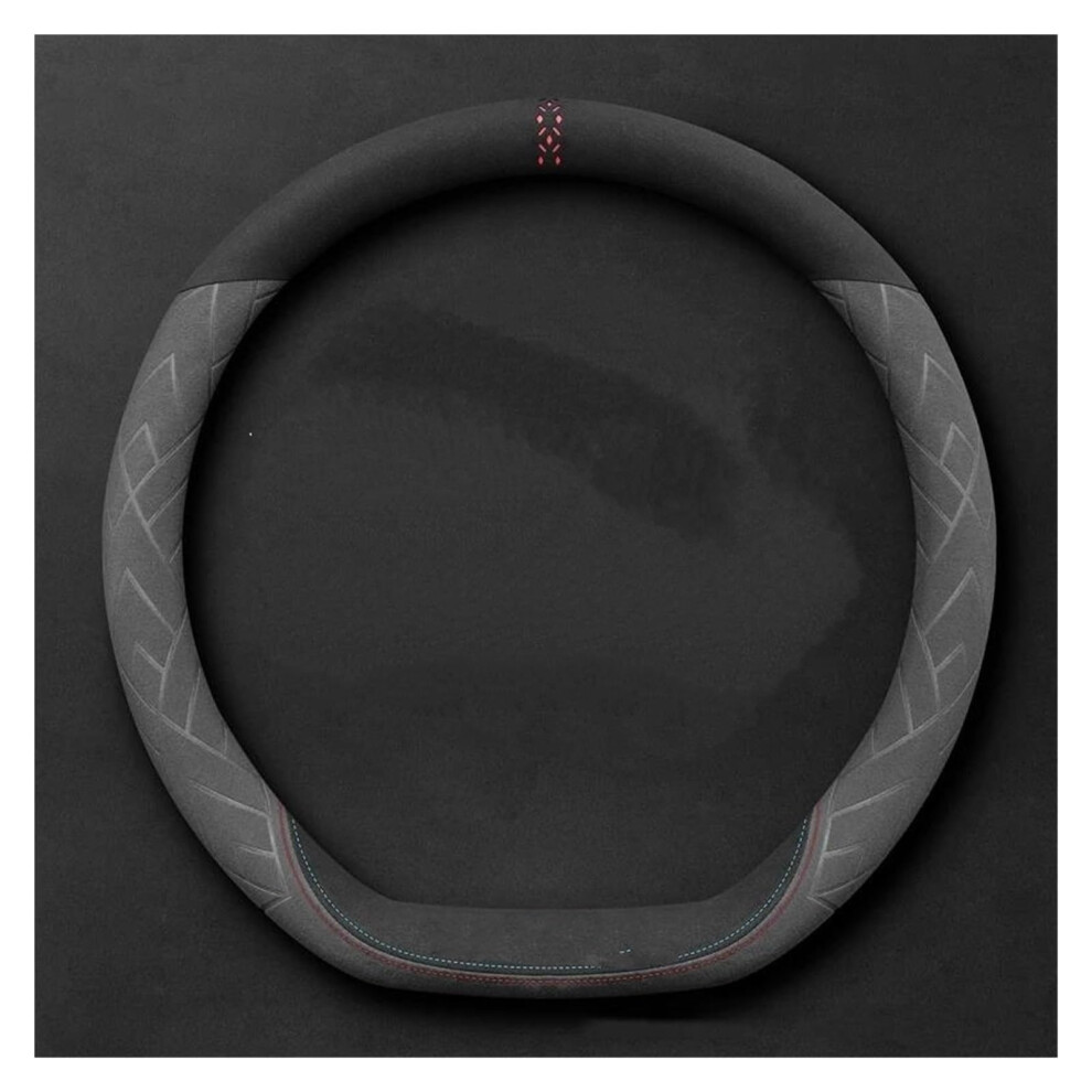 Leather Steering Wheel Cover Cowhide Suede Universal 3738Cm Antislip Grip Allseason Comfort 9323874583389