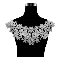 Guipure Embroidered Floral Lace One Piece Off White Neckline Collar Trim Applique Edge Patch