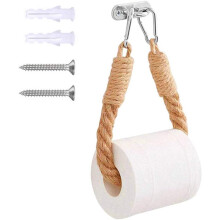 Einfach zu montierender Toilettenpapierhalter aus nautischem Seil für Rollenpapier und Handtücher, Vintage-Material und Industriestil, robuste