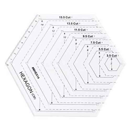 Quilters Ruler Hexagon 2 To 14 Cm Sizes Hexagon Quilt Template Ruler For Patchwork