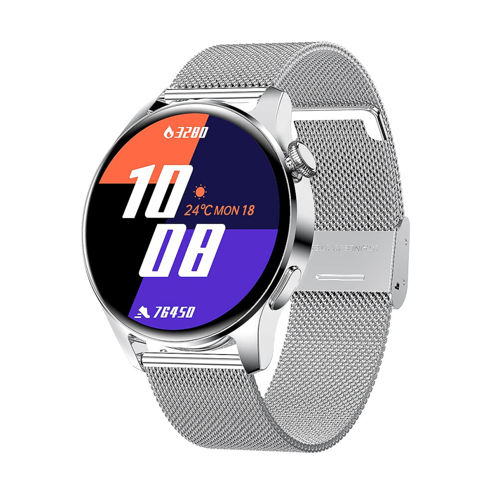 Smart Bracelet Stainless Steel Heart Rate Blood Pressure Blood Oxygen Bluetooth Calling Pedometer Smart Watch Silver 9001264540036