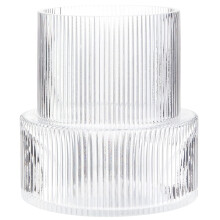 Glass Vase Ribbed Glass Vase For Flowers Fluted Clear Glass Vase 7.5Inch Tall Modern Vase