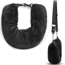 Travel Pillow Stuffable With Clothes, Velvet UShaped Neck Pillow, Expandable Multifunctional Car Or Plane Travel Pillow