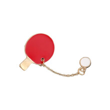Badminton Pingpong Lapel Pins Cartoon Balls With Chain For Jackets Bags Hats Shirts Table Tennis Racket