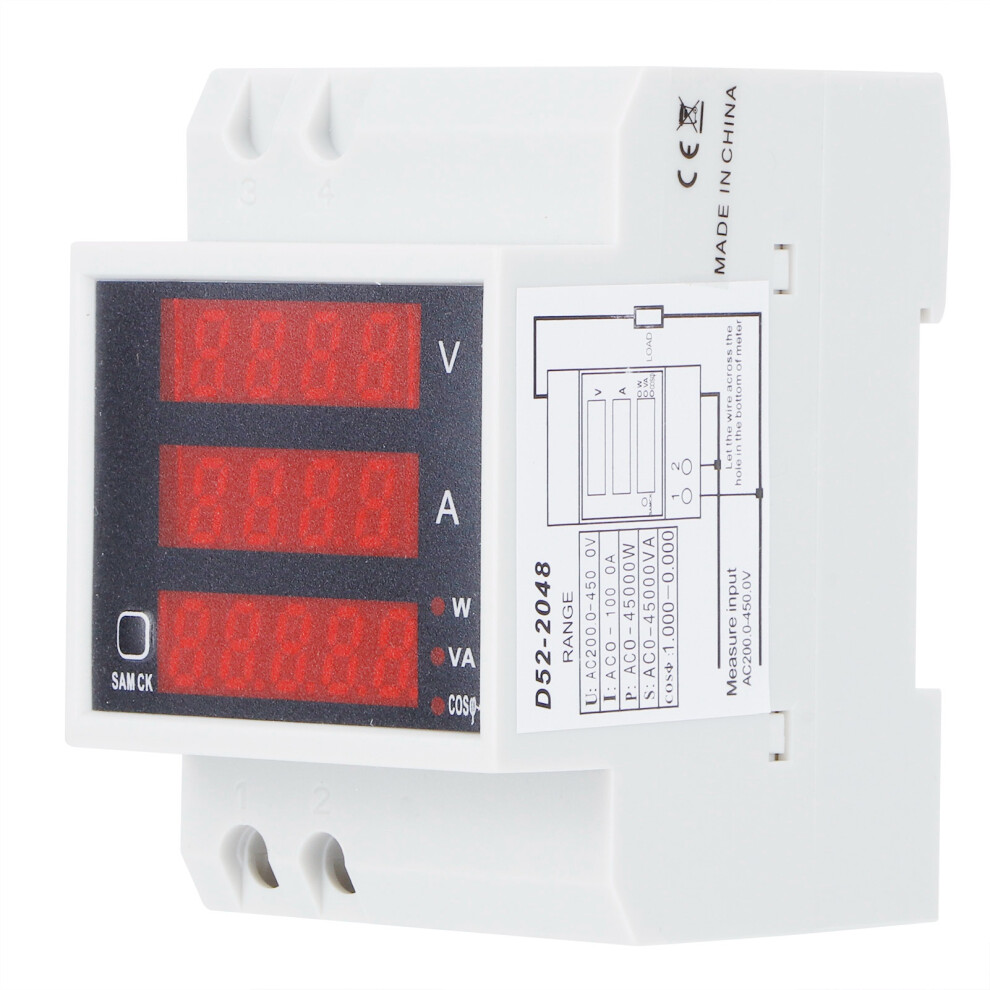 Din Rail Multimeter, Digital Power Meter With Fire Retardant Material For Accurate Ac Voltage Current Testing 9454554071336