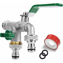 Hittebestendige dubbele kraan, hoogwaardige messing buitenkraan met dubbele sproeikop, vorstbestendig voor het hele jaar door buitenbewatering.