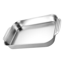 Stainless Steel Pan Deep Roasting Tray Rectangular Oven Pan Nonstick Surface Easy To Clean For Turkey Chicken Cake