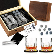 Whiskey Glass Set Wooden Box Engagement Gift Set Mens Whiskey Gift Set Drinks Set