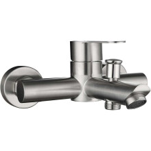 Waterfall Tub Spout, Solid Brass Construction Wall Mount Tub Faucet with Handheld Shower, Brushed Nickel Finish for Elegant Bathrooms (150MM, +- 20MM)