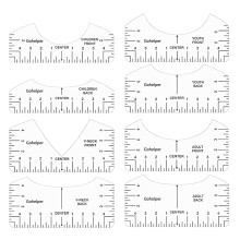 8 Pack TShirt Alignment Ruler Set for VNeck and Crew Neck Sewing, Shirt Designing and Craft Making