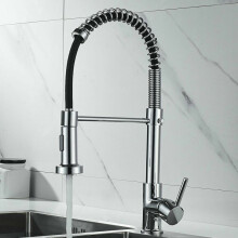 Solid Brass Kitchen Faucet with 304 Stainless Steel Finish, Easy to Clean Silicone Nozzle for Hassle-Free Maintenance