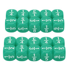 Zaruri de fracții, instrumente de predare a matematicii cu 6 fețe și multiple fațete, cu numere gravate, set de zaruri pentru practicarea