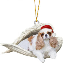 Einfache Personalisierung, individueller Hunde-Anhänger, flaches Acrylprodukt für die Heimdekoration, schlafender Engel, Weihnachtsdekoration aus