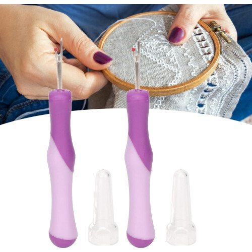 2 Pack Seam Ripper Tool with Ergonomic Handle, Sharp Stitch Remover for Sewing and Quilting 1