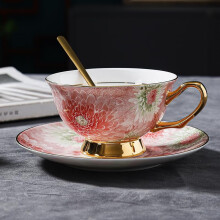 Ceramic Coffee Mug and Saucer Set Pink Daisy Peony Pottery Tea Cup Plate Wedding Gift