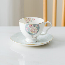 Ceramic Coffee Mug and Saucer Set with Peony Flowers, Handmade Pottery Tea Cup Plate, Wedding Gift
