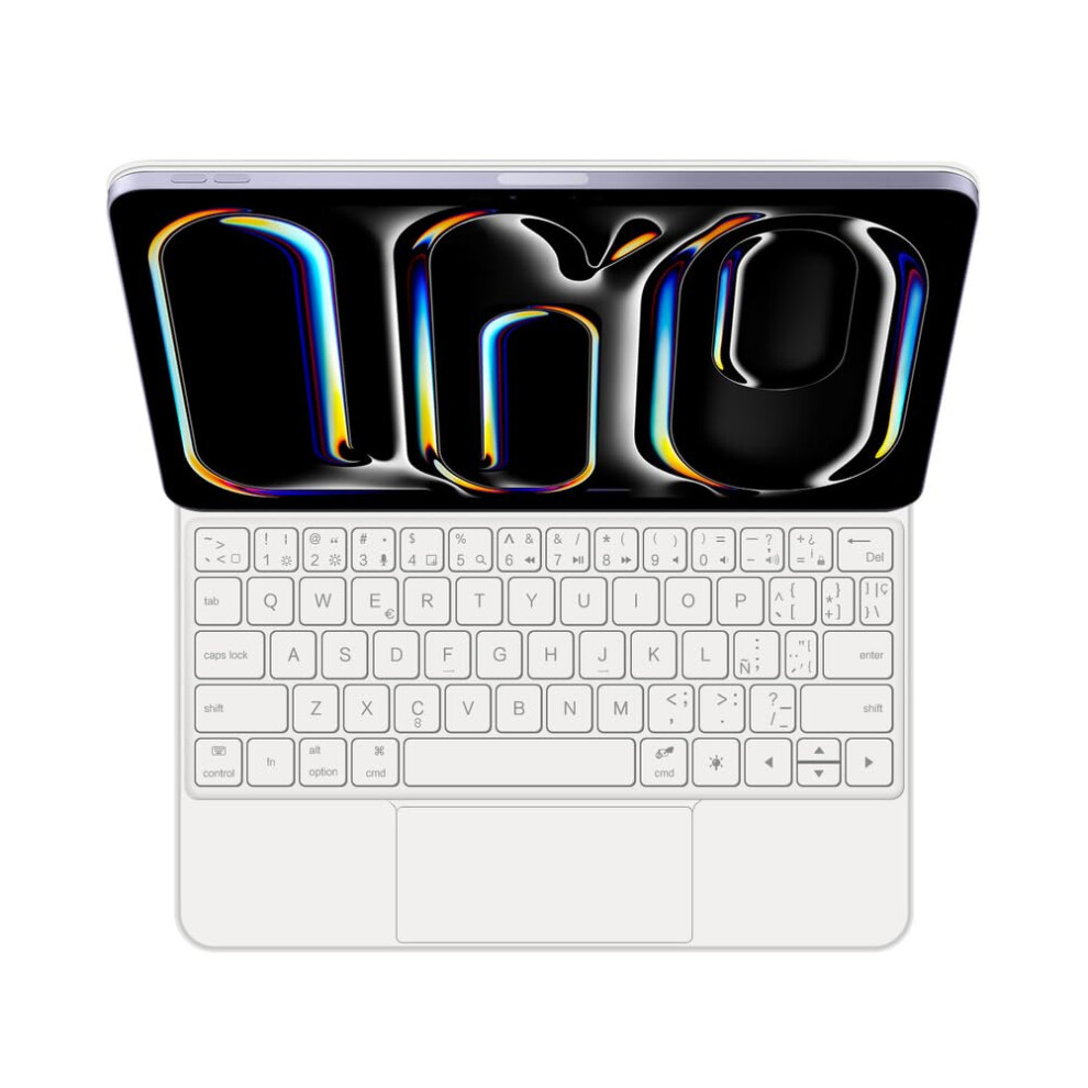 Keyboard Case With Trackpad For Air 13 M3/M2 And Pro 12.9, 7ÂColor Backlight, Spanish White 9119770362933