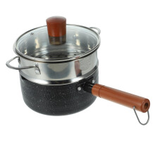 Milk Pot with Steamer NonStick Enamel Pan for Boiling Steaming Frying Home Outdoor