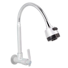 Stainless Steel Kitchen Faucet With Wall Mount Installation, 360 Rotatable Single Cold Type Tap Featuring Premium Copper Construction And Spiral Desig