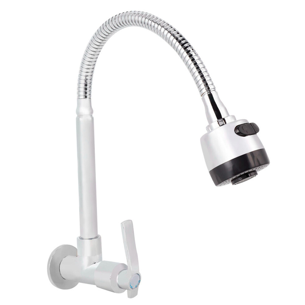 Stainless Steel Kitchen Faucet With Wall Mount Installation, 360 Rotatable Single Cold Type Tap Featuring Premium Copper Construction And Spiral Desig 9466005096829