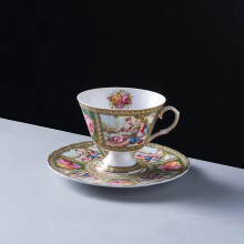 Ceramic Coffee Mug and Saucer Set with Rose Design for Couples, Tea Milk Juice Cup Plate for Home or Office