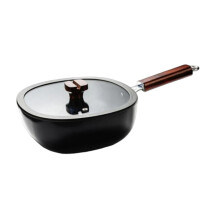 Cast Iron Frying Pan with Lid 30cm Nonstick Deep Skillet Soup Pot for Kitchen and Breakfast Cooking